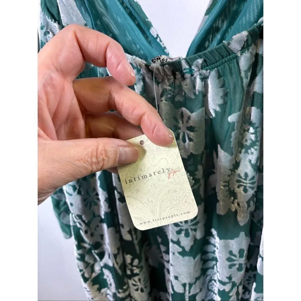 Intimately Free People NWT Floral Crushed Velvet Dress in Sage Size S